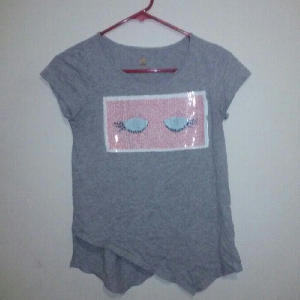 Rose Gal Flipping Sequin Grey Eye T-Shirt